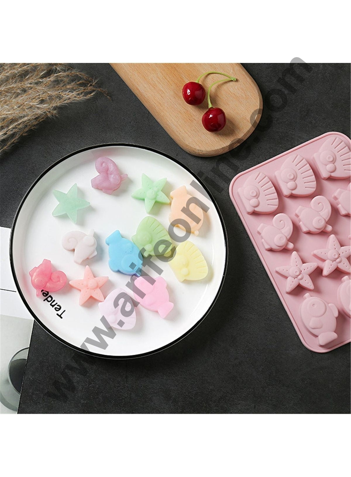 Cake Decor 12 Cavity Silicone Chocolate Mould Sea Life Theme Fish Star Shells Silicon Jelly Candy Moulds