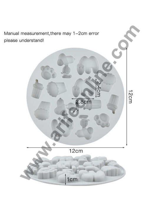 Cake Decor 14 Cavity Silicone Chocolate Mould Popcorn Dog Foot Print Coke and Strawberry Silicon Jelly Candy Mould