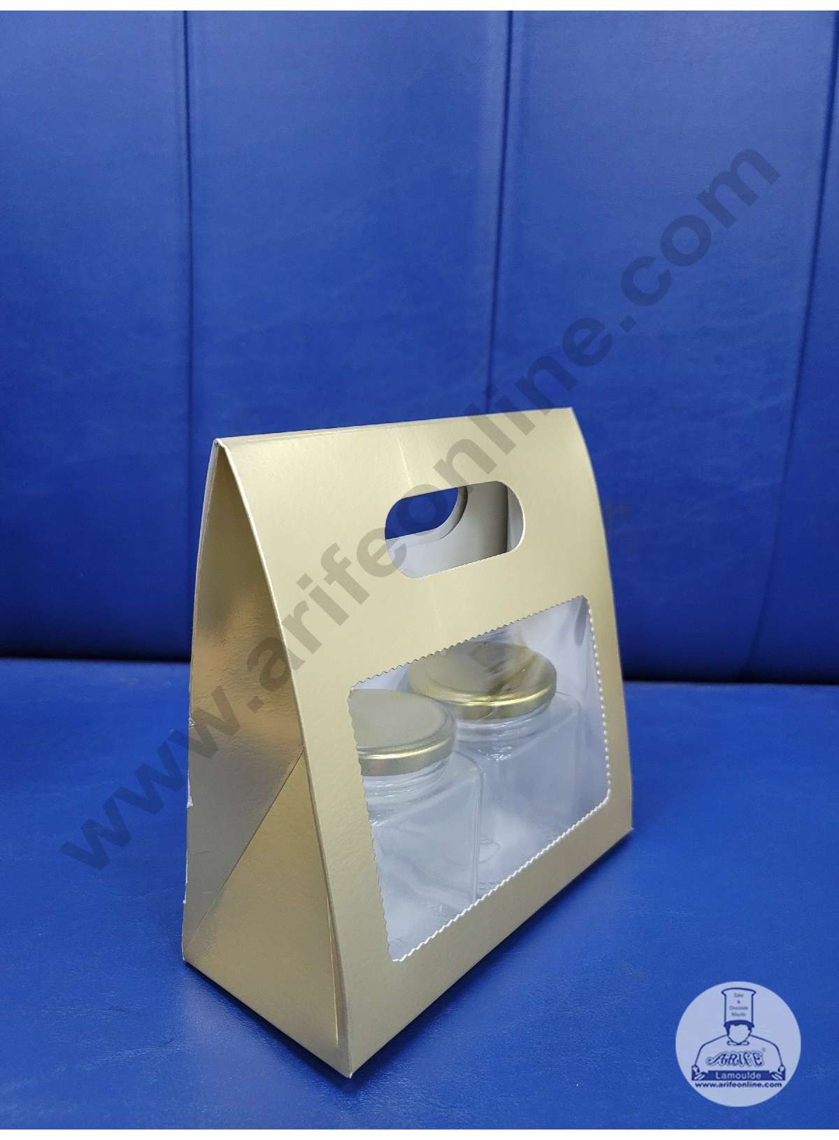 2 Mason Jar Paper Carry Bags Gold - Medium (10 Pcs) (MOQ 12 PACK)