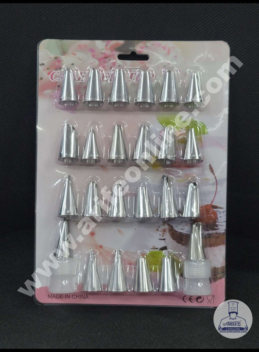 Cake Decor 24 Pc Nozzle, 2 Coupler Nozzle Set Pastry Tips Cupcake Cake Decorating Nozzle SBNO-137