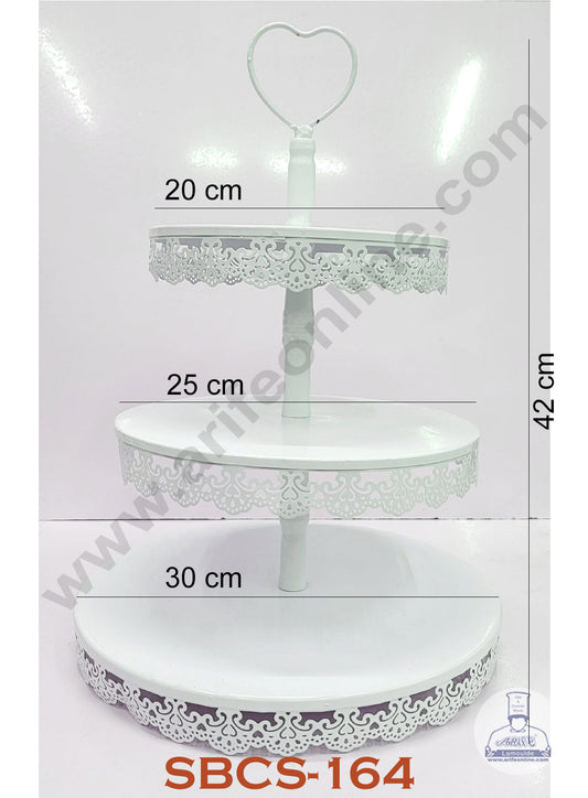 Cake Decor 3 tier Metal Plates Cup Cake Stand & Dessert Stand - White (SBCS-164)