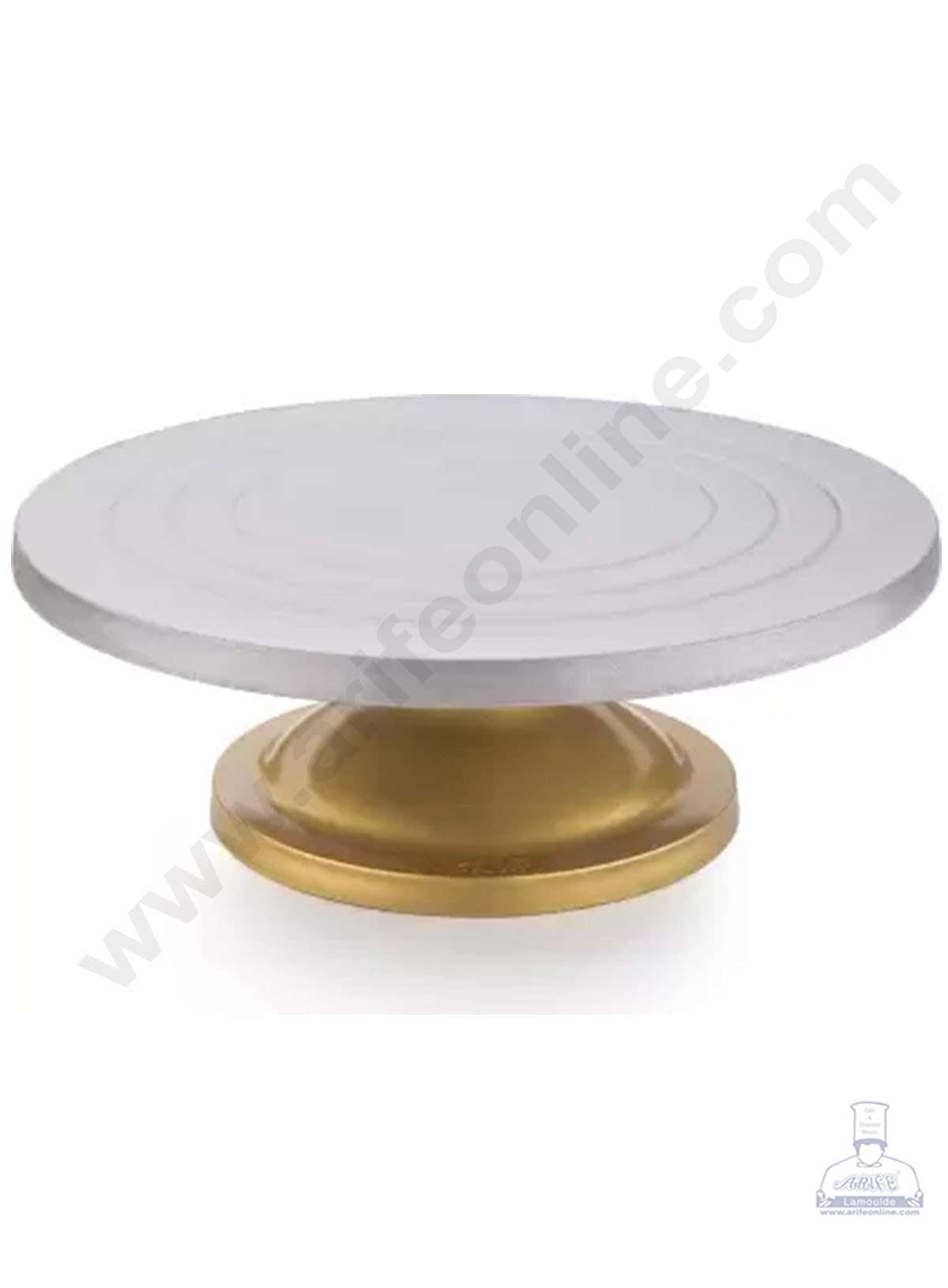Cake Decor 360 Degree Rotating Cake Stand Cake Decorating Indian Turntable, Golden and Silver 30 cm -EQ