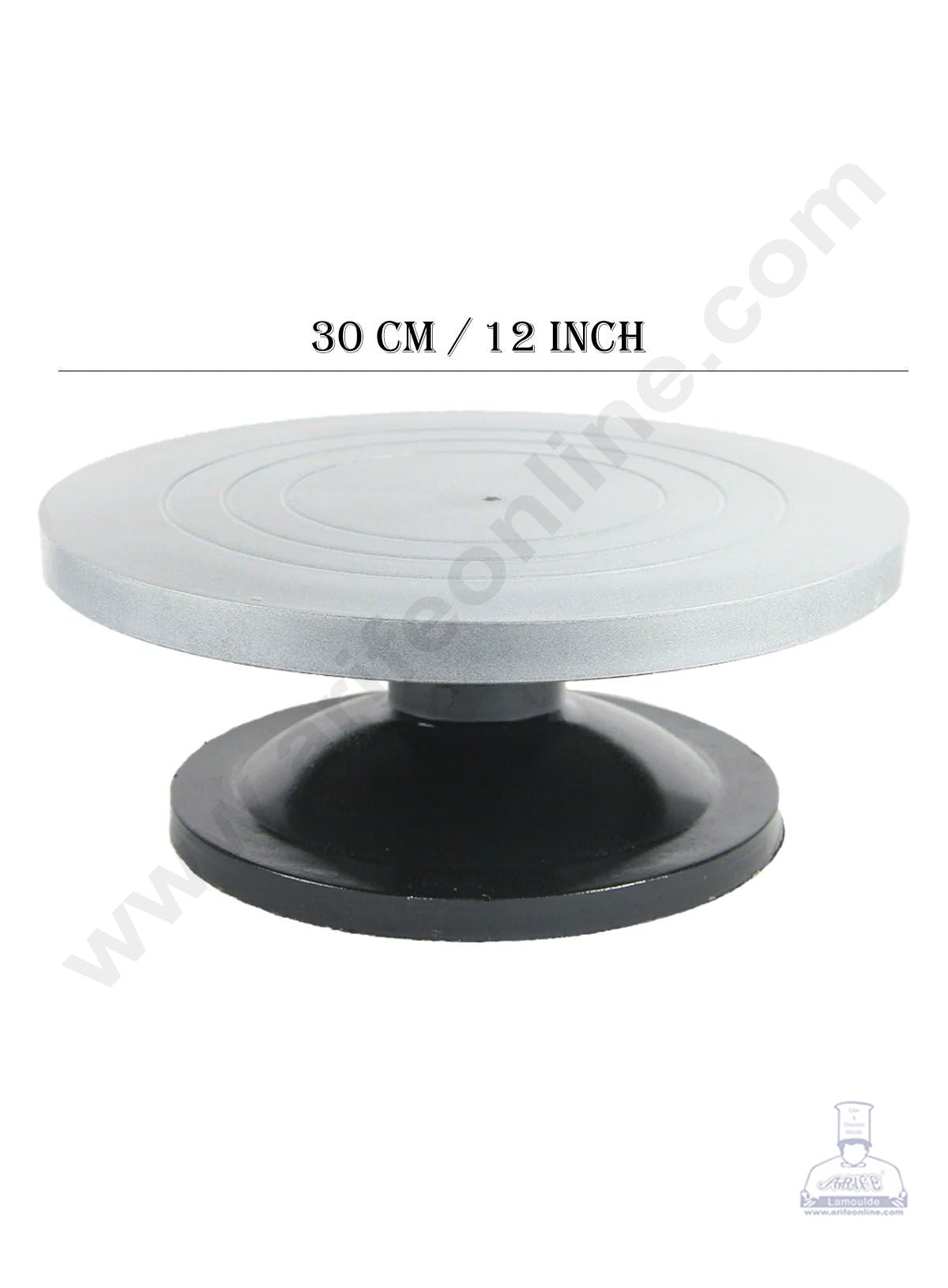 Cake Decor 360 Degree Rotating Cake Stand Cake Decorating Turntable, Silver & Black 12-inch