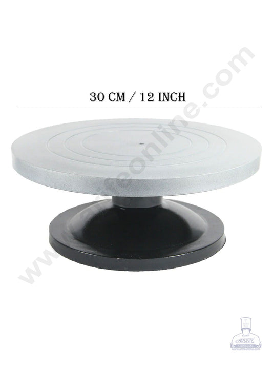 Cake Decor 360 Degree Rotating Cake Stand Cake Decorating Turntable, Silver & Black 12-inch