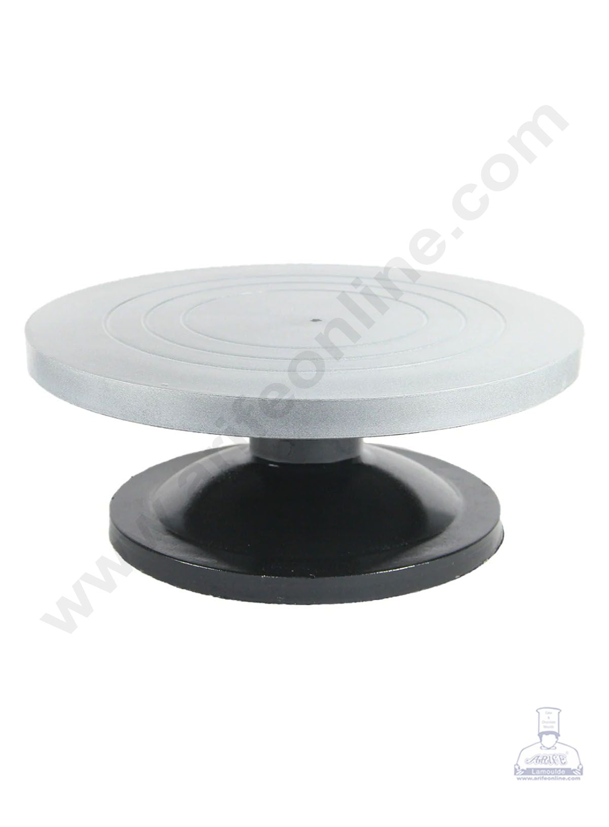 Cake Decor 360 Degree Rotating Cake Stand Cake Decorating Turntable, Silver & Black 12-inch