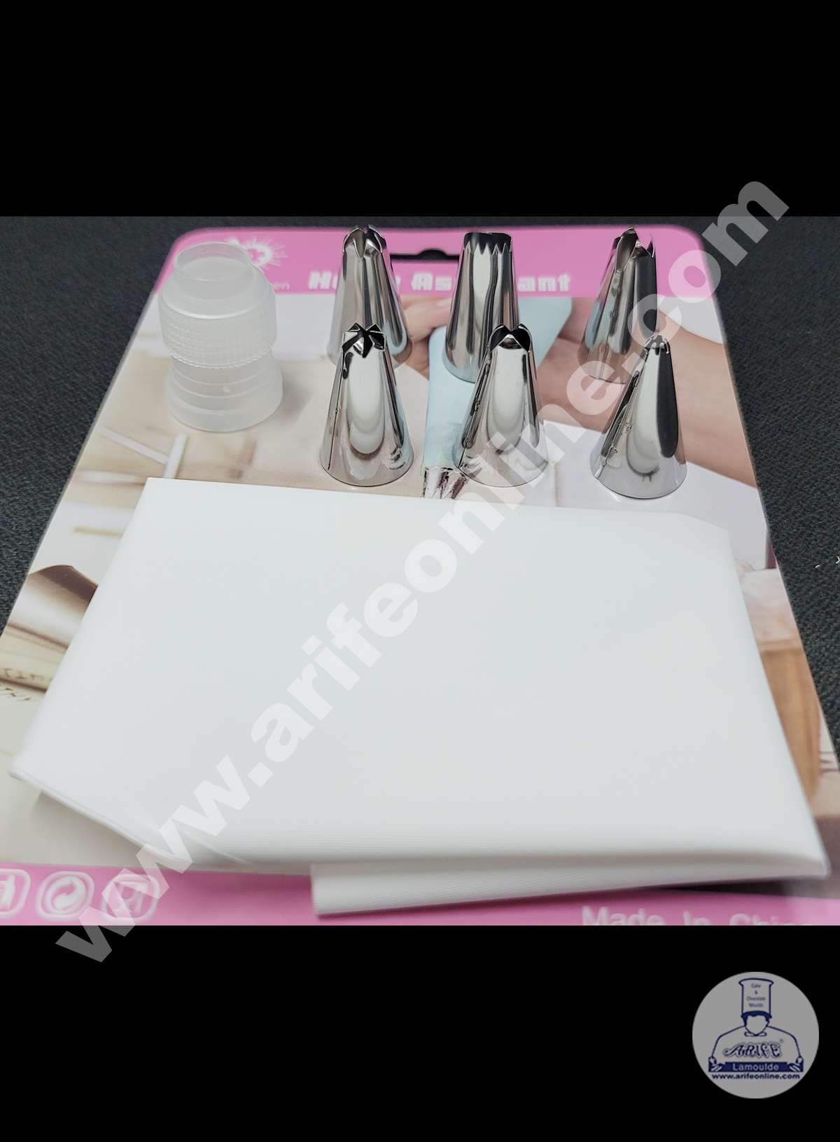Cake Decor 6 Pc New Nozzle, 1 Coupler & Piping Bag Set Pastry Tips Cupcake Cake Decorating Nozzle
