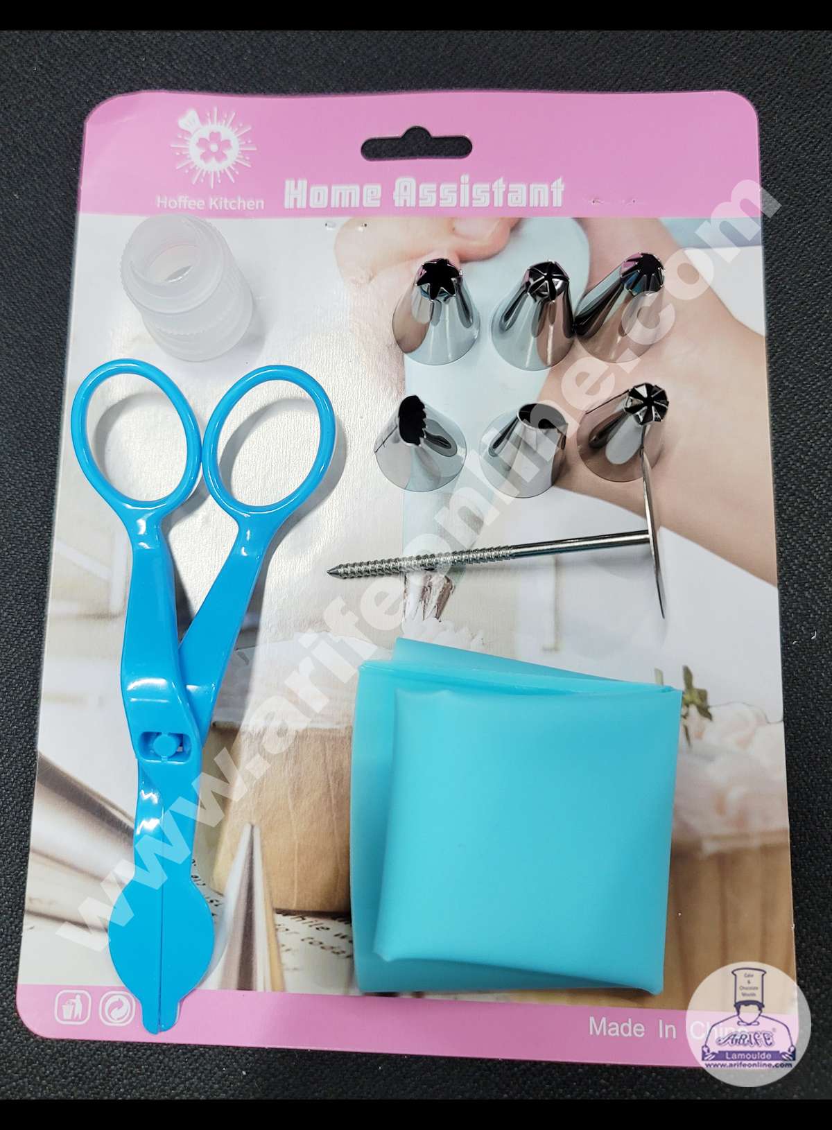 Cake Decor 6 Pcs Nozzle, 1 Coupler, 1 Rose Nail, 1 Piping Bag & 1 Flower Lifter Set Pastry Tips Cupcake Cake Decorating Nozzle