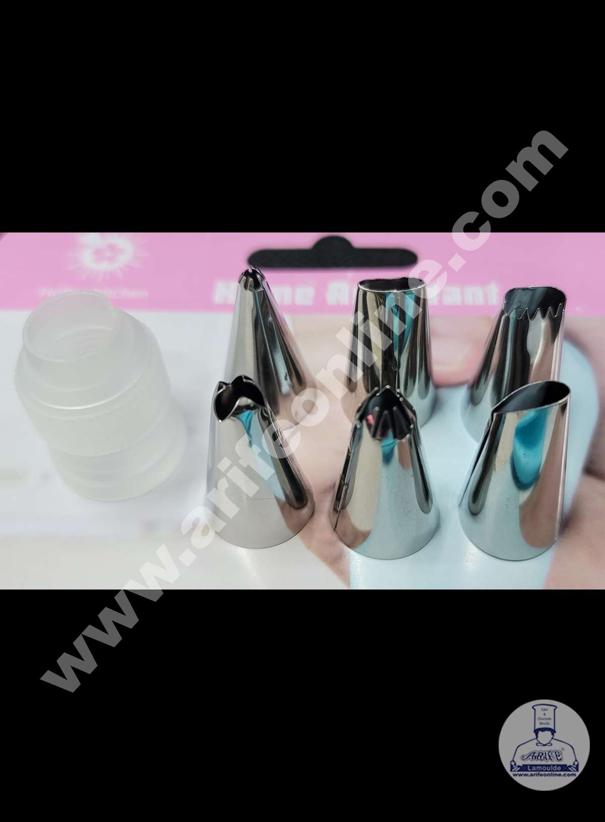 Cake Decor 6 Pcs Nozzle, 1 Coupler, 1 Rose Nail, 1 Piping Bag, 1 Palette Knife & 4 Measuring Spoons Set Pastry Tips Cupcake Cake Decorating Nozzle