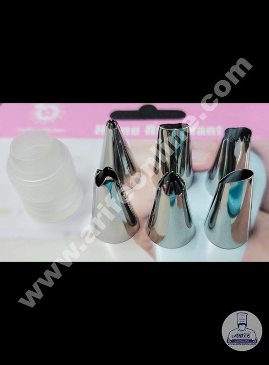 Cake Decor 6 Pcs Nozzle, 1 Coupler, 1 Rose Nail, 1 Piping Bag, 1 Palette Knife & 4 Measuring Spoons Set Pastry Tips Cupcake Cake Decorating Nozzle