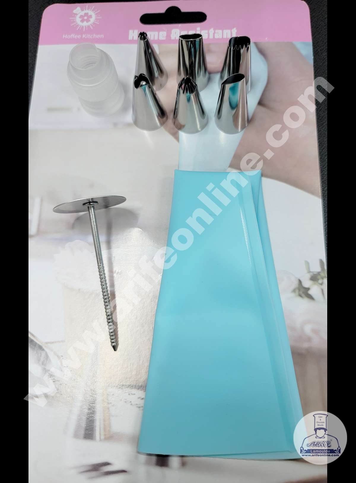 Cake Decor 6 Pcs Nozzle, 1 Coupler, 1 Rose Nail, 1 Piping Bag, 1 Palette Knife & 4 Measuring Spoons Set Pastry Tips Cupcake Cake Decorating Nozzle