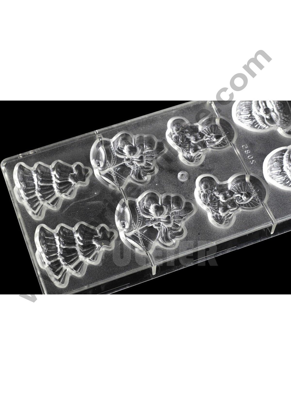Cake Decor 8 Cavity Christmas Series Santa Claus Bell Shape Polycarbonate Chocolate Mould