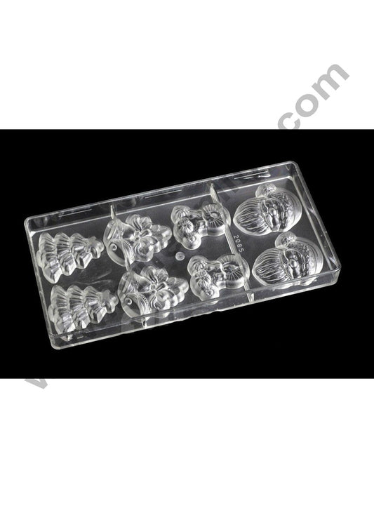 Cake Decor 8 Cavity Christmas Series Santa Claus Bell Shape Polycarbonate Chocolate Mould
