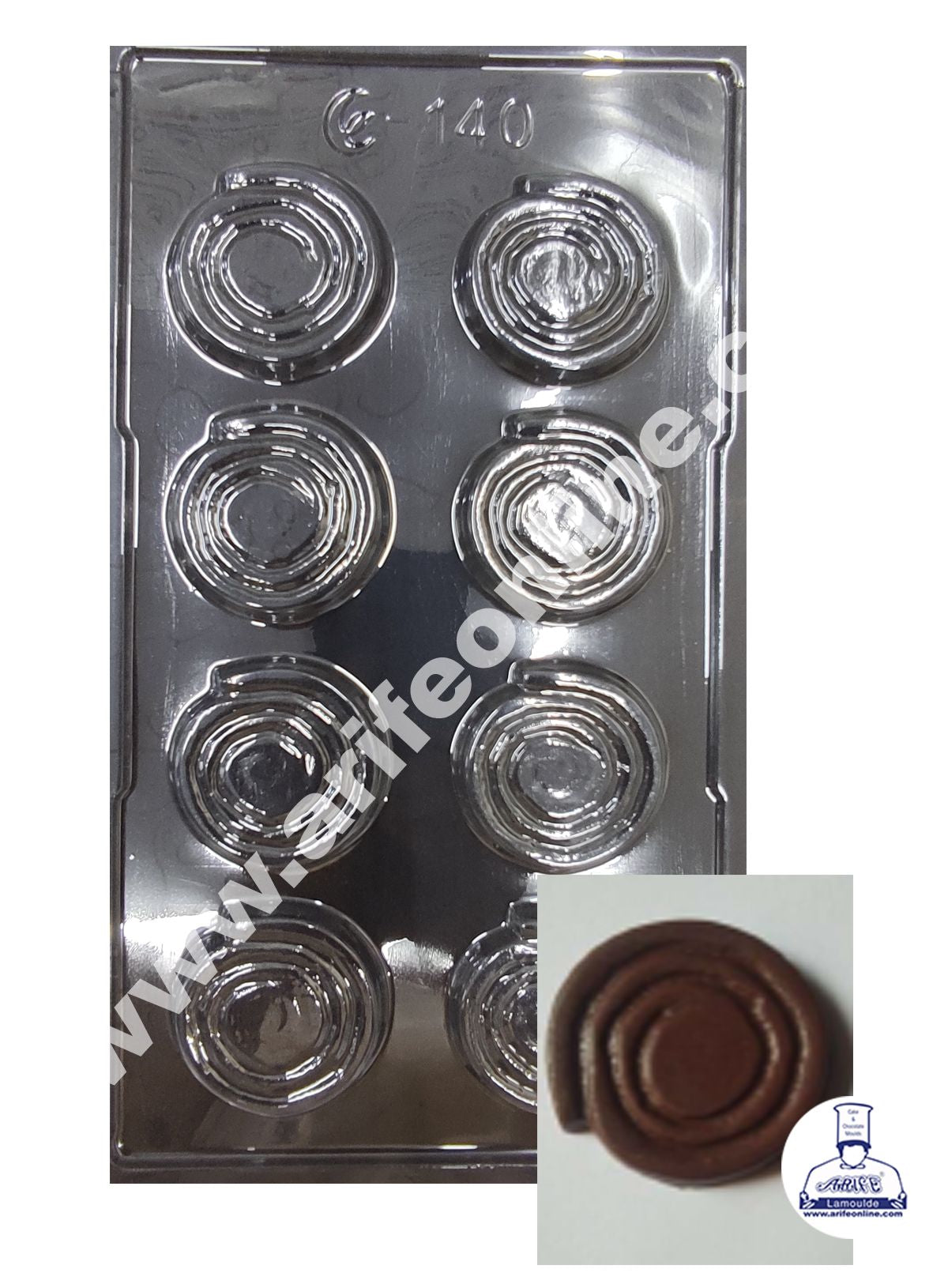 Cake Decor 8 Cavity Diwali Big Chakri Mould PVC Chocolate mould (10 pcs pack)