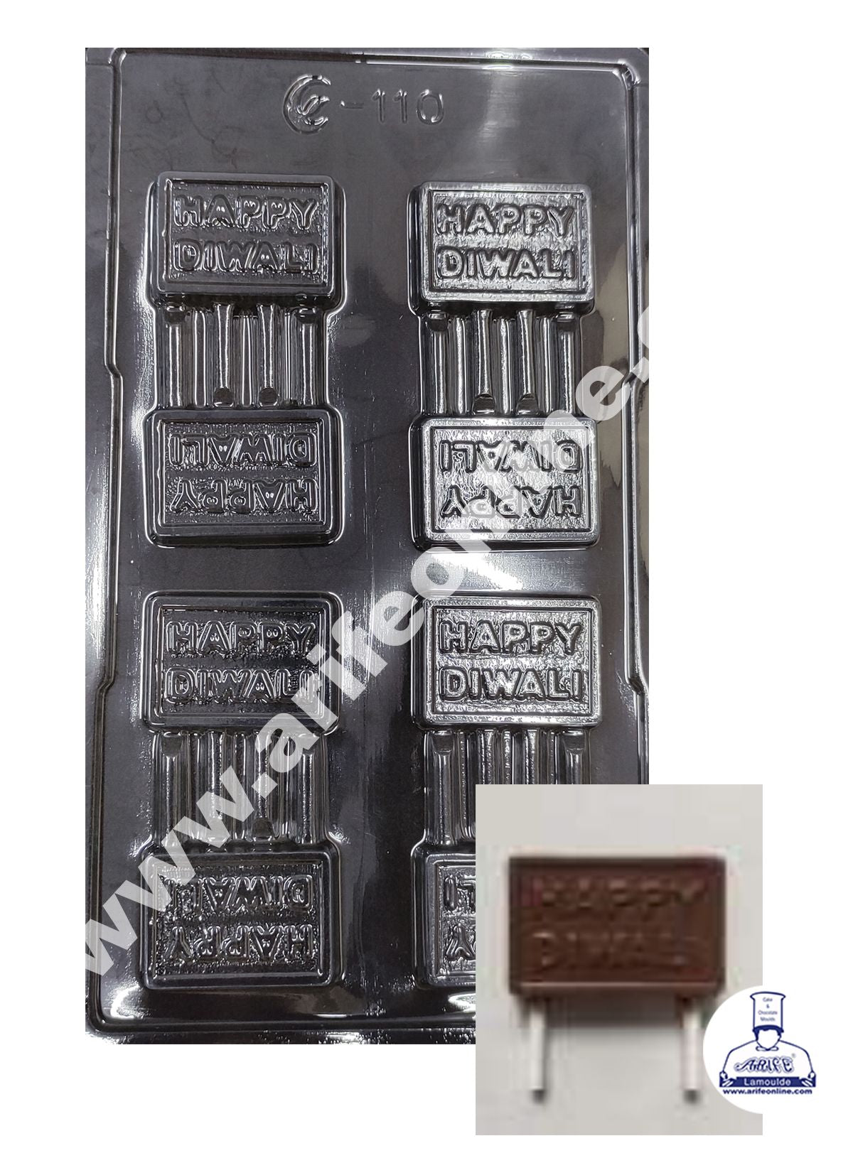 Cake Decor 8 Cavity Diwali Happy Diwali Mold PVC Chocolate mould (10 pcs pack)