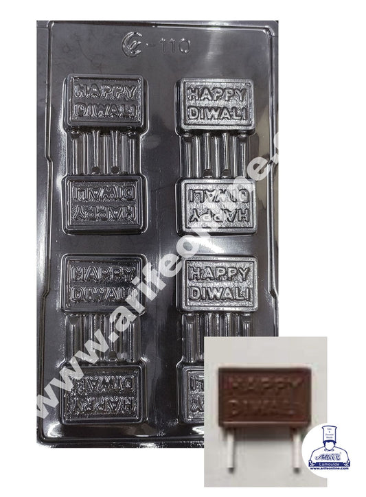 Cake Decor 8 Cavity Diwali Happy Diwali Mold PVC Chocolate mould (10 pcs pack)