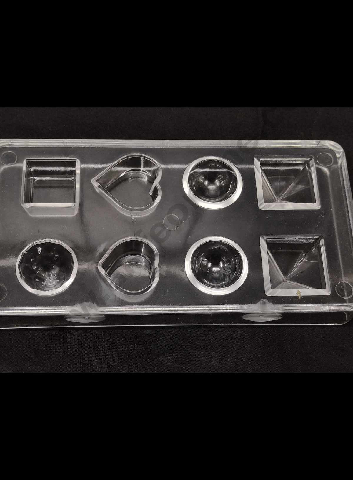 Cake Decor 8 Cavity Heart Square Round Diamond Mix Shape Small Polycarbonate Chocolate Mould