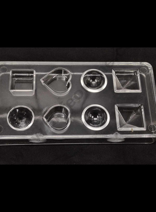 Cake Decor 8 Cavity Heart Square Round Diamond Mix Shape Small Polycarbonate Chocolate Mould