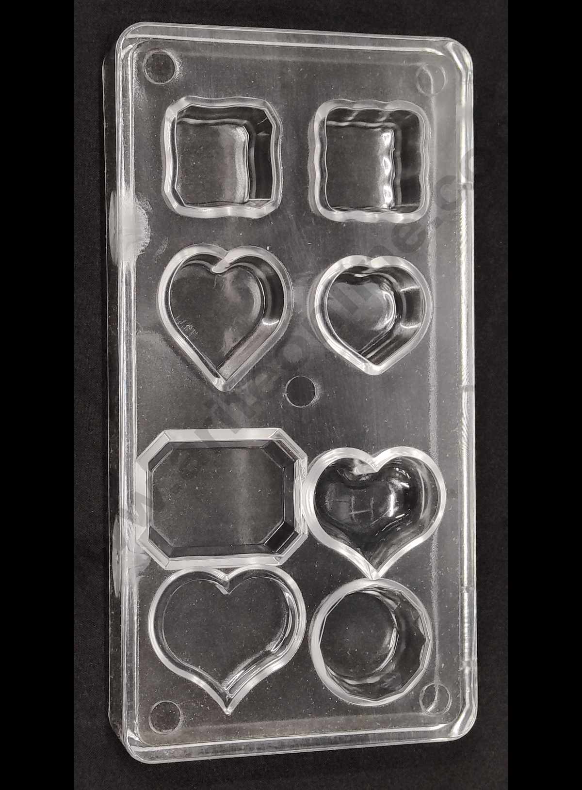 Cake Decor 8 Cavity Rectangle Square Round Diamond Mix Shape Small Polycarbonate Chocolate Mould