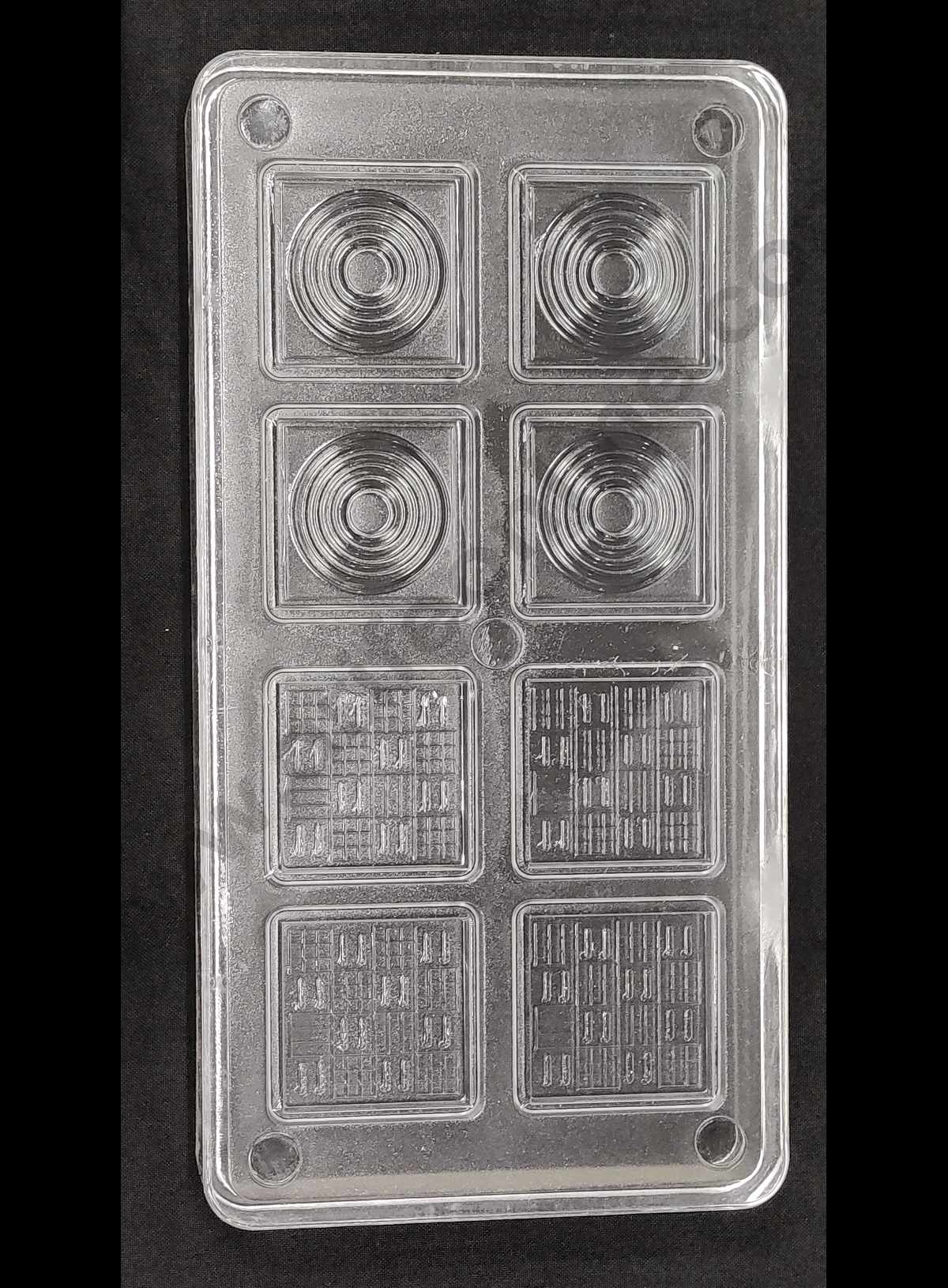 Cake Decor 8 Cavity Square Circular Shape Shallow Small Polycarbonate Chocolate Mould