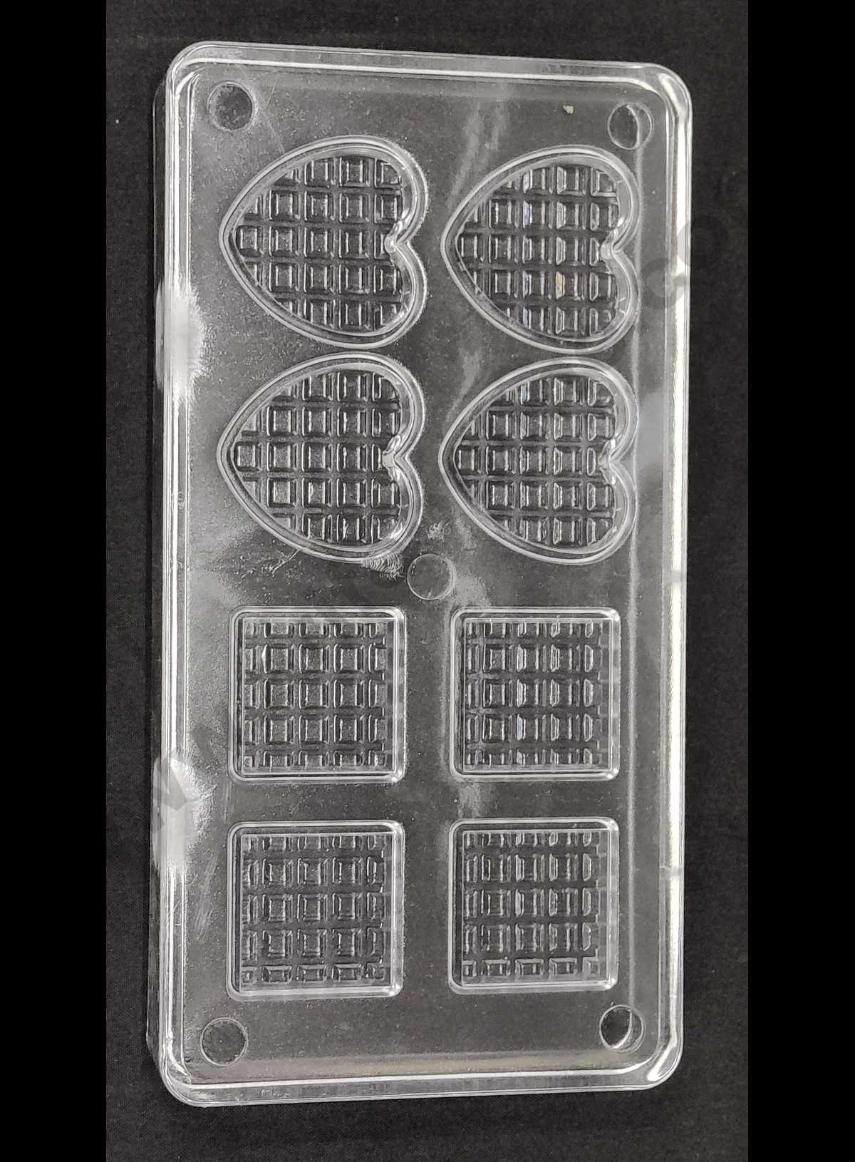 Cake Decor 8 Cavity Square Heart Shape Shallow Small Polycarbonate Chocolate Mould
