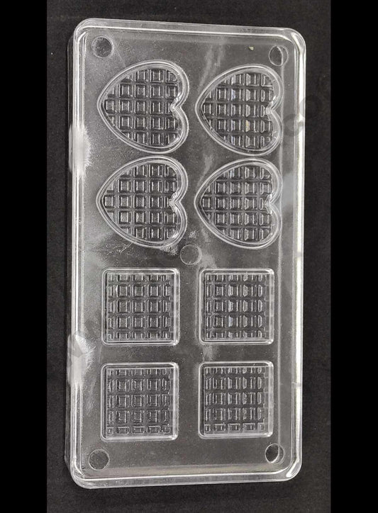 Cake Decor 8 Cavity Square Heart Shape Shallow Small Polycarbonate Chocolate Mould