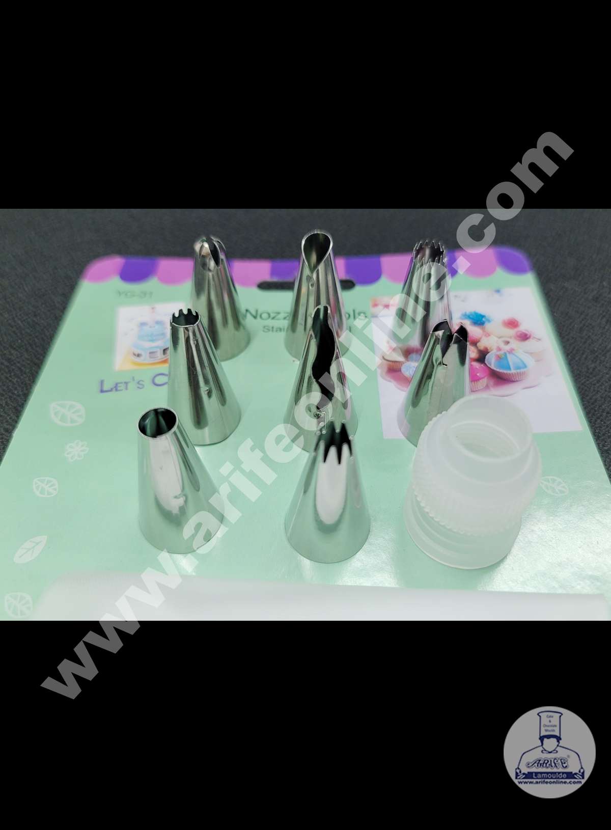 Cake Decor 8 Pcs Nozzle With 1 Coupler & 1 Piping Bag Set Pastry Tips Cupcake Cake Decorating Nozzle