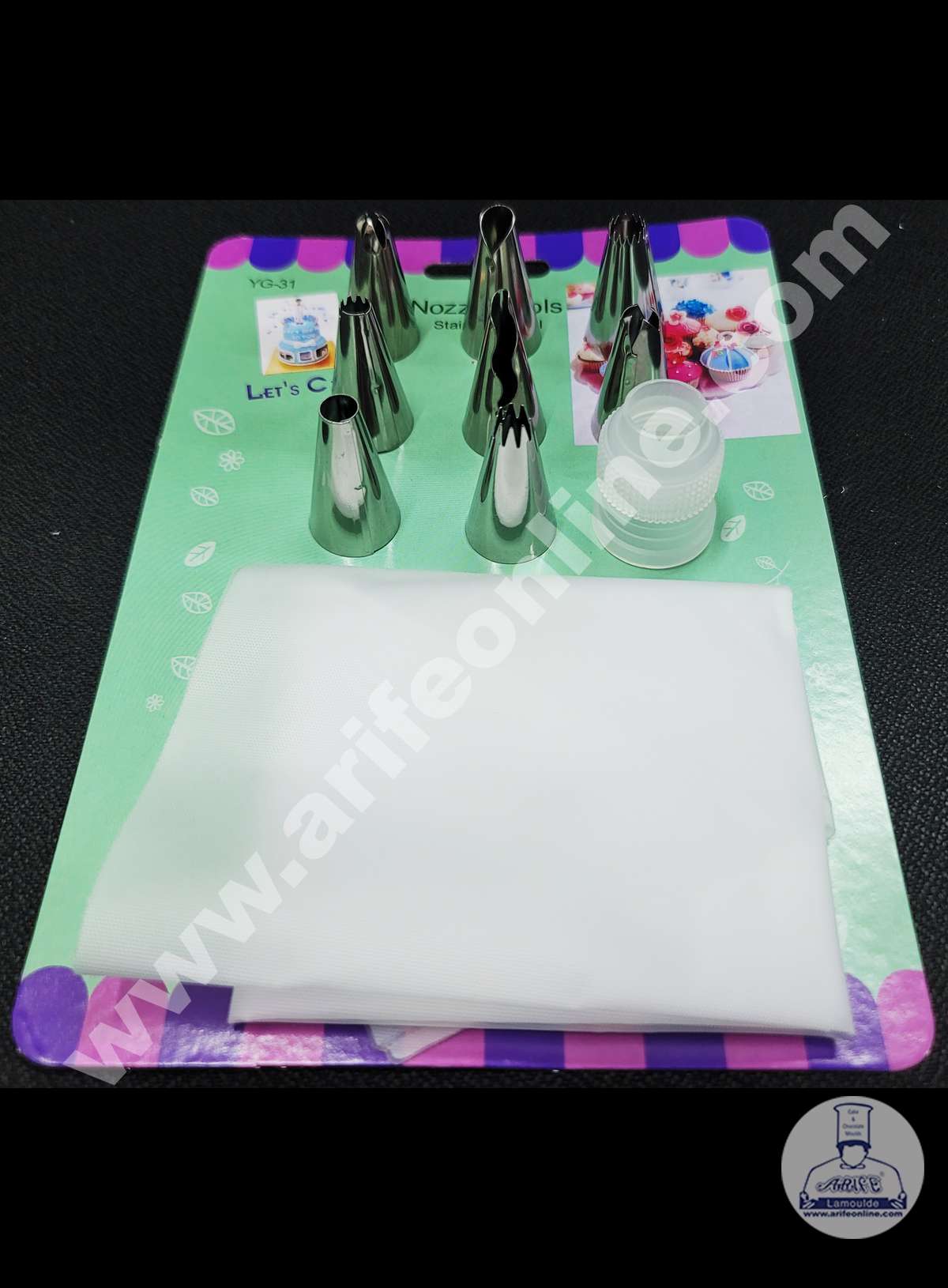 Cake Decor 8 Pcs Nozzle With 1 Coupler & 1 Piping Bag Set Pastry Tips Cupcake Cake Decorating Nozzle