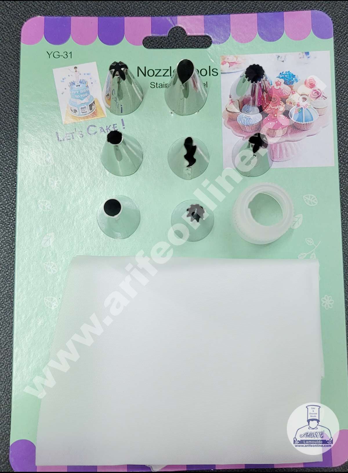 Cake Decor 8 Pcs Nozzle With 1 Coupler & 1 Piping Bag Set Pastry Tips Cupcake Cake Decorating Nozzle