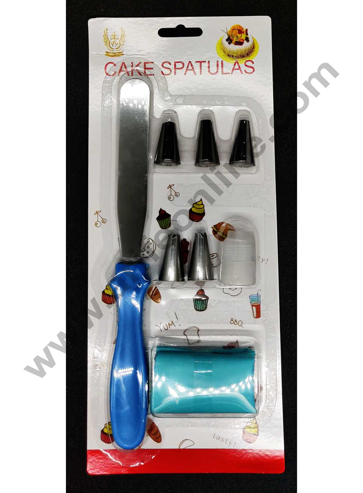Cake Decor 8pc Set Of Palette Knife Nozzles Coupler with Silicon Piping Bag