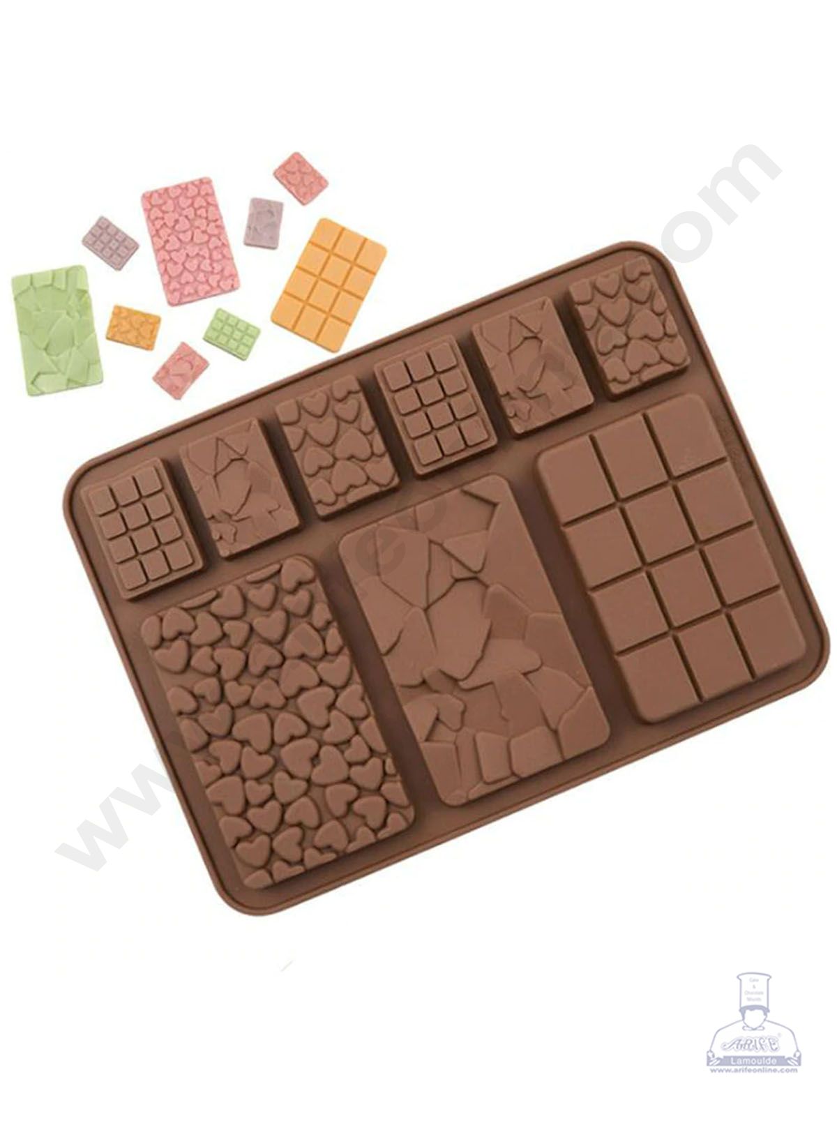 Cake Decor 9 Cavity Multi Shapes Bar Silicone Chocolate Mold ( SBCM-714)