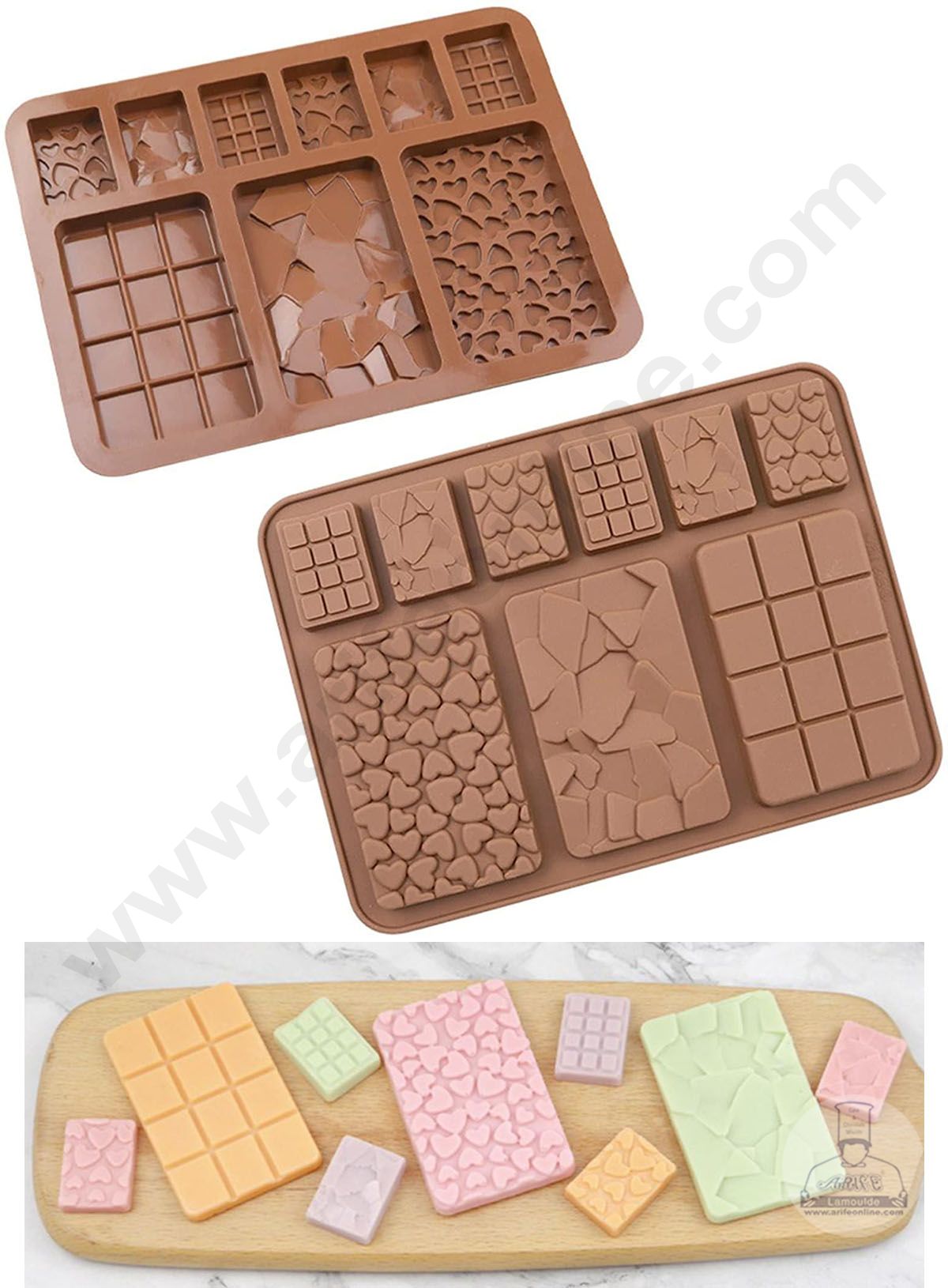 Cake Decor 9 Cavity Multi Shapes Bar Silicone Chocolate Mold ( SBCM-714)