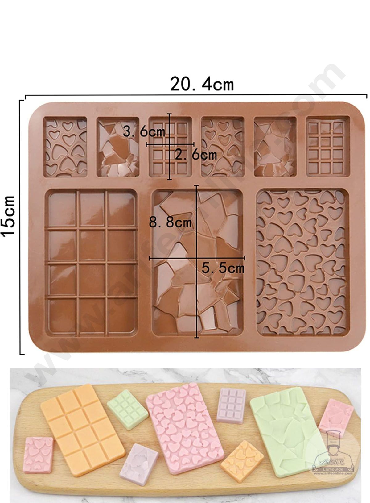 Cake Decor 9 Cavity Multi Shapes Bar Silicone Chocolate Mold ( SBCM-714)