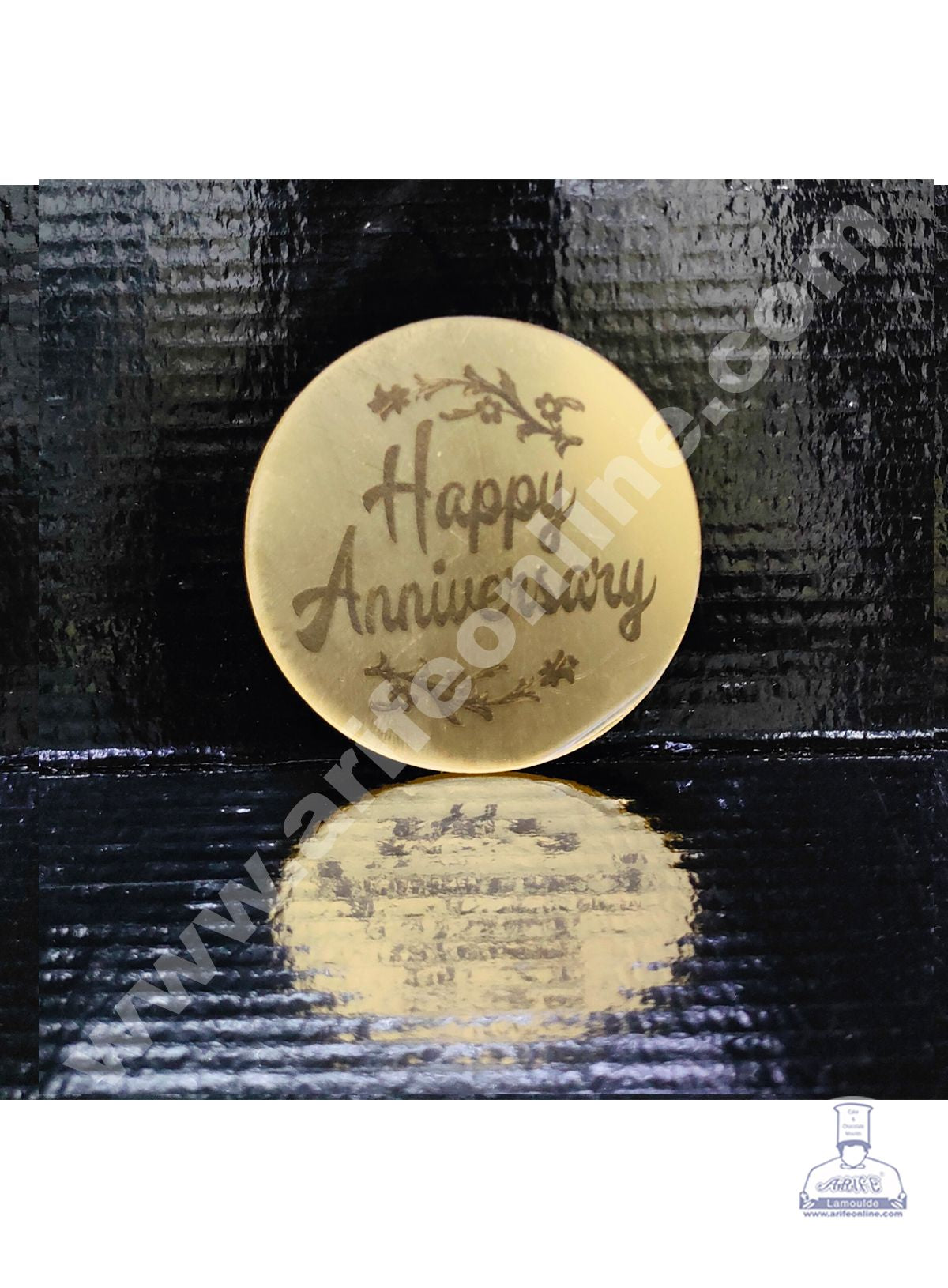 Cake Decor Acrylic Happy Anniversary Coin Topper for Cake and Cupcakes ( SBMT-Coin-012 )