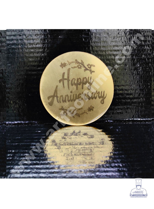 Cake Decor Acrylic Happy Anniversary Coin Topper for Cake and Cupcakes ( SBMT-Coin-012 )