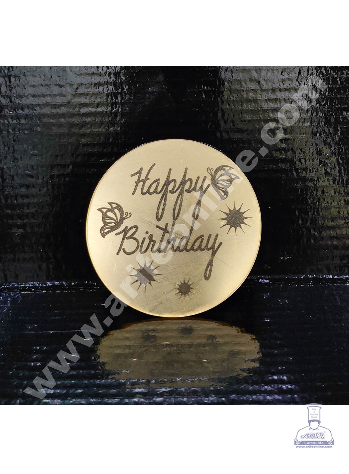 Cake Decor Acrylic Happy Birthday Coin Topper for Cake and Cupcakes ( SBMT-Coin-003 )