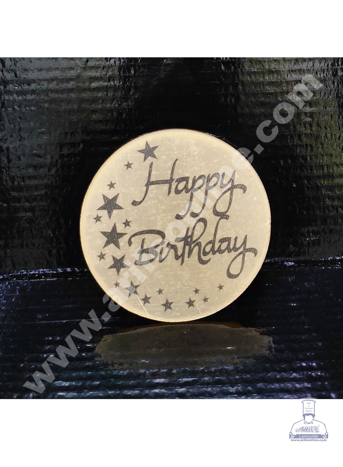 Cake Decor Acrylic Happy Birthday Coin Topper for Cake and Cupcakes ( SBMT-Coin-010 )
