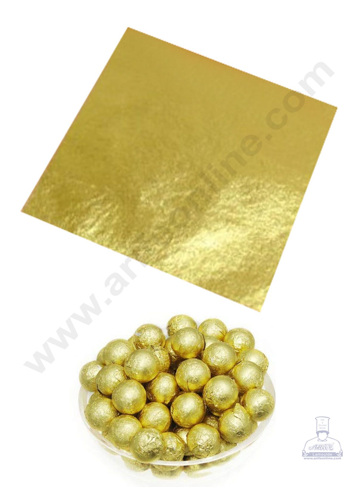 Cake Decor Aluminum Cut Foil Chocolate Wrapper- Gold (8cm*8cm)