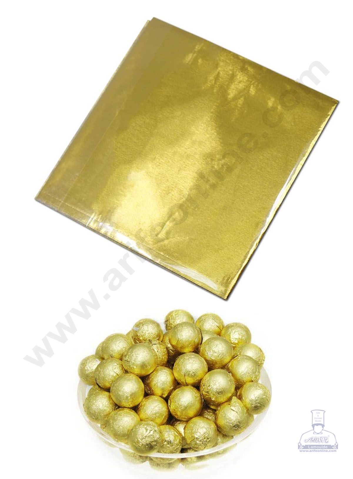 Cake Decor Aluminum Cut Foil Chocolate Wrapper- Gold (8cm*8cm)