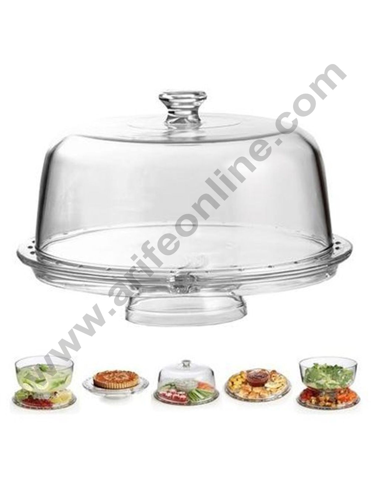 Cake Decor Amazing Cake Stand Multifunctional Cake and Salad Server with 5 Compartment Tray or Center Dip Bowl