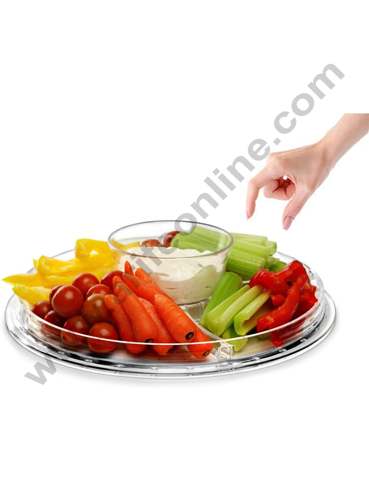 Cake Decor Amazing Cake Stand Multifunctional Cake and Salad Server with 5 Compartment Tray or Center Dip Bowl