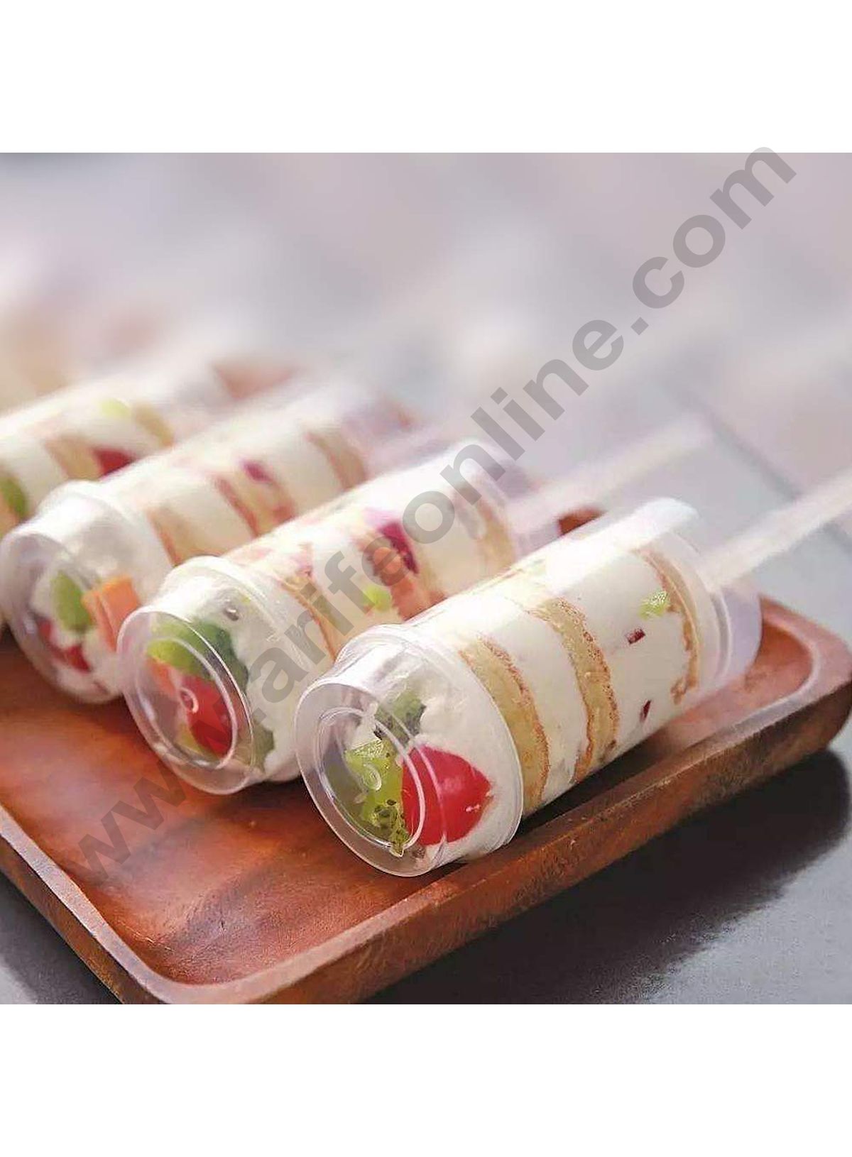 Cake Decor Clear Push-Up Cake Pop Shooter Push Pops Plastic Containers with Lids & Sticks, Pack of 12
