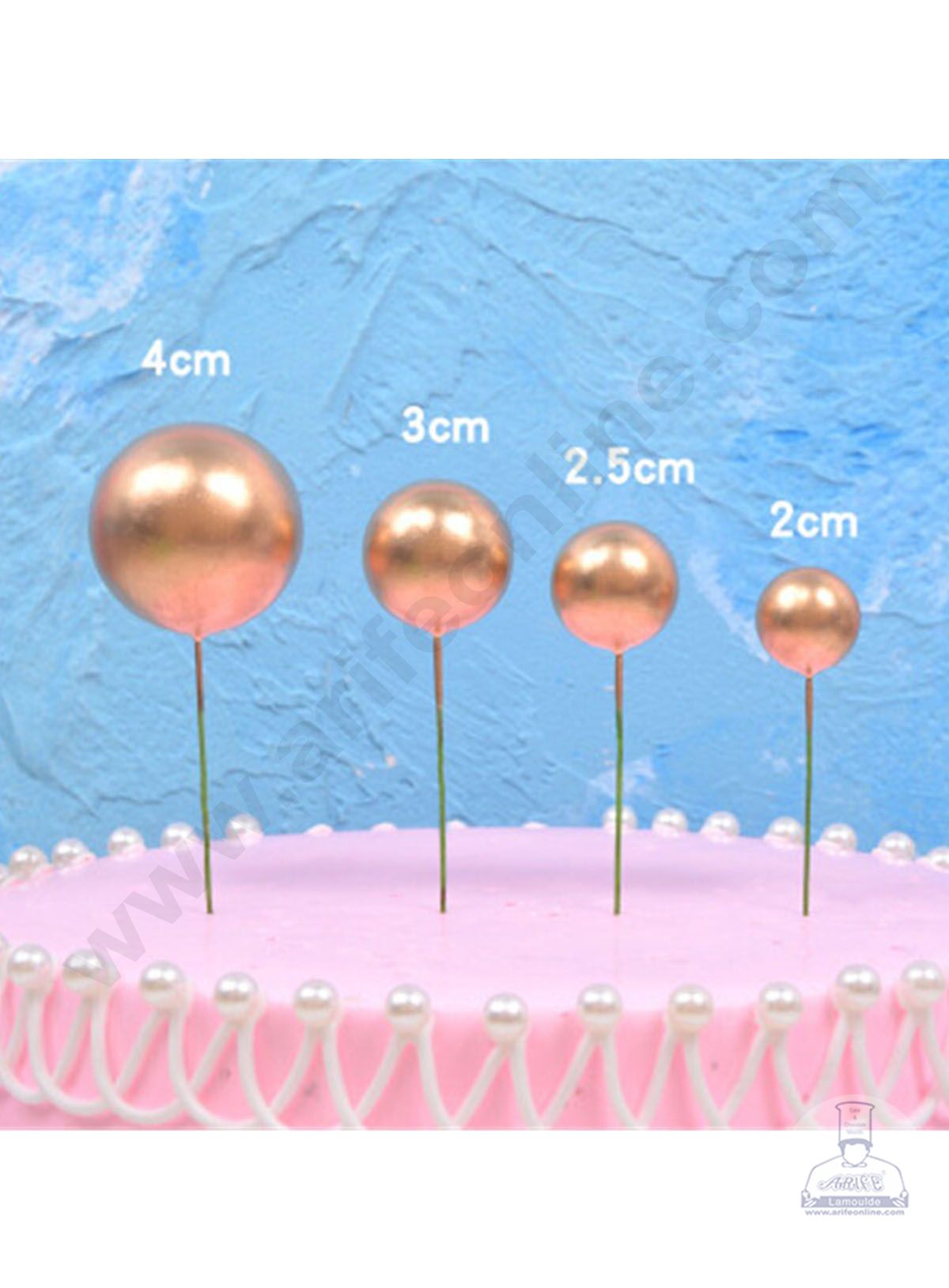 Cake Decor Golden Faux Balls Topper For Cake and Cupcake Decoration - ( 20pcs Pack )