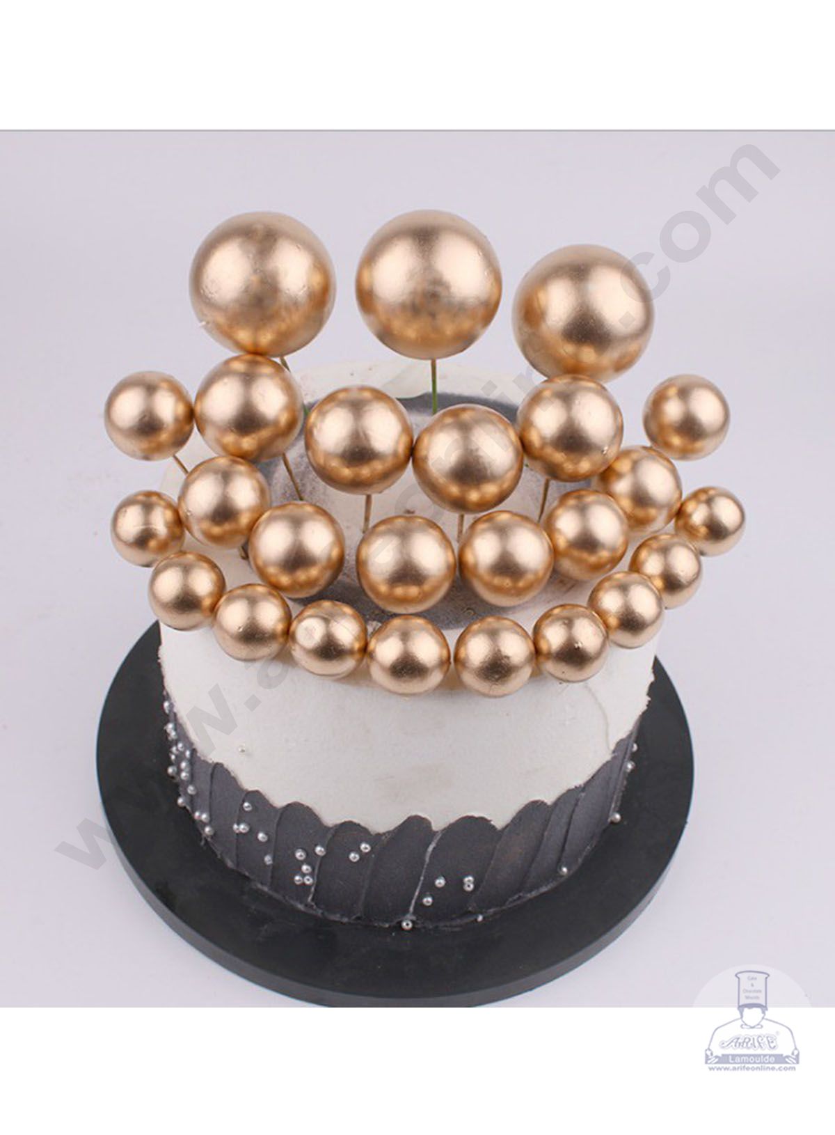 Cake Decor Golden Faux Balls Topper For Cake and Cupcake Decoration - ( 20pcs Pack )