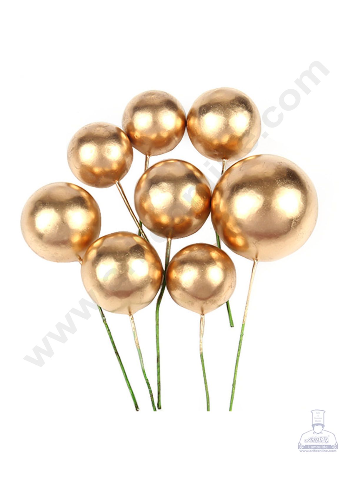 Cake Decor Golden Faux Balls Topper For Cake and Cupcake Decoration - ( 20pcs Pack )