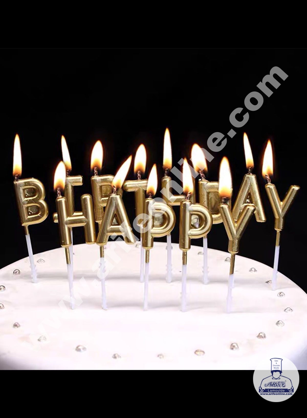 Cake Decor Happy Birthday Candle for Birthday Cake Decoration - Golden - Set of 13 Pc
