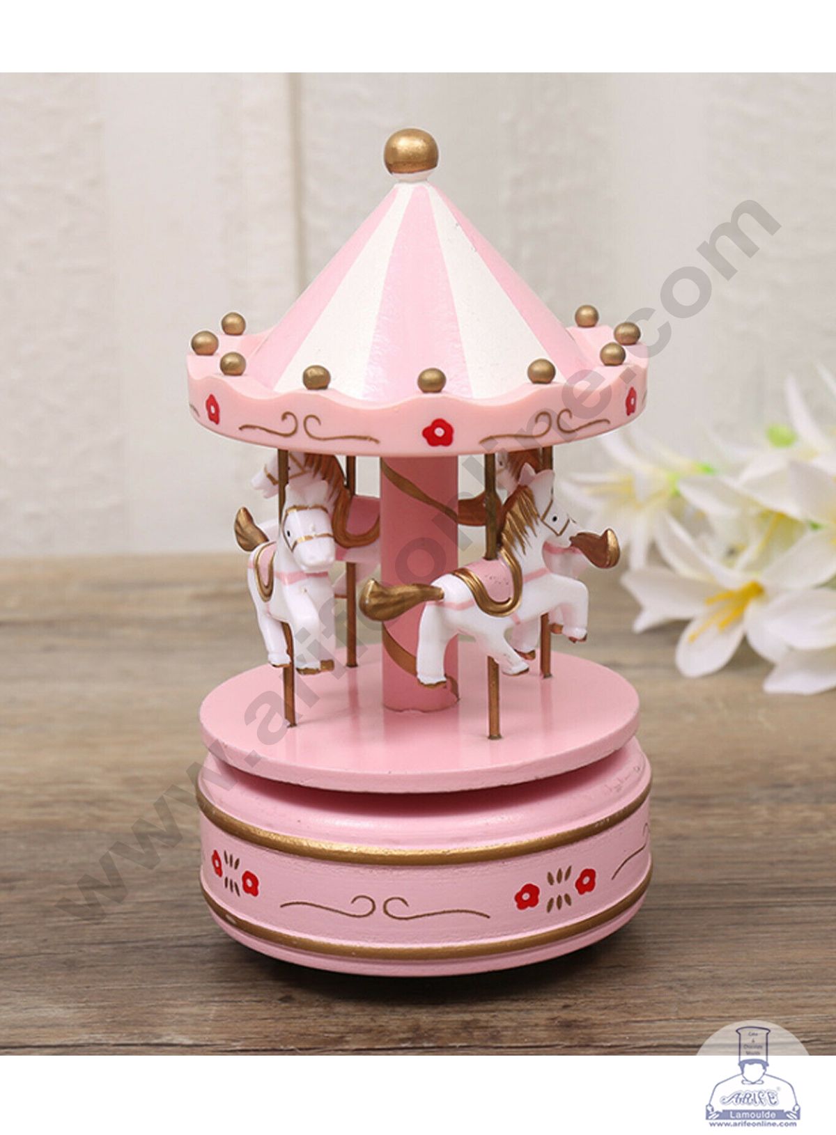 Cake Decor Merry-Go-Round Carousel Music Box - Pink