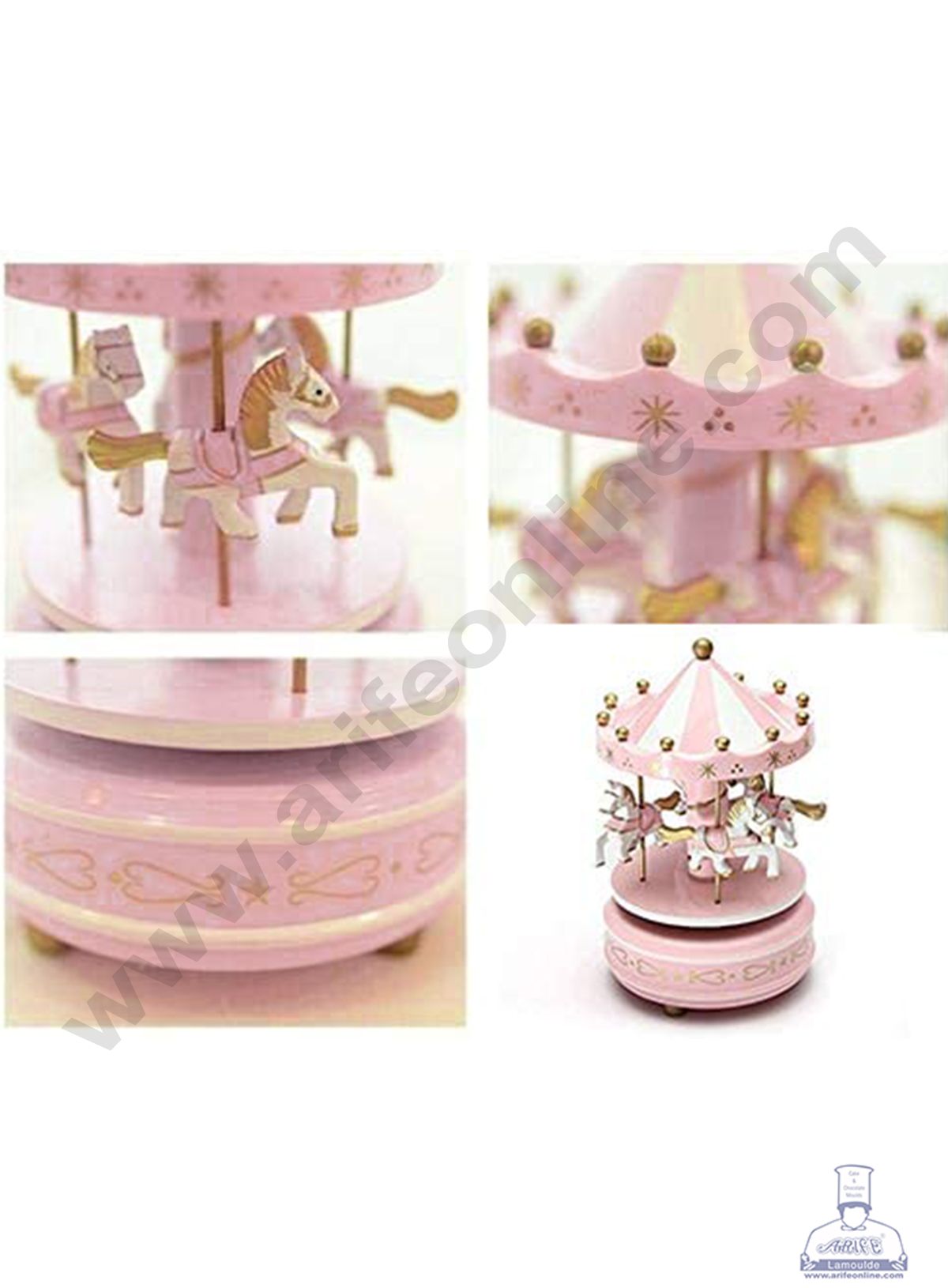 Cake Decor Merry-Go-Round Carousel Music Box - Pink