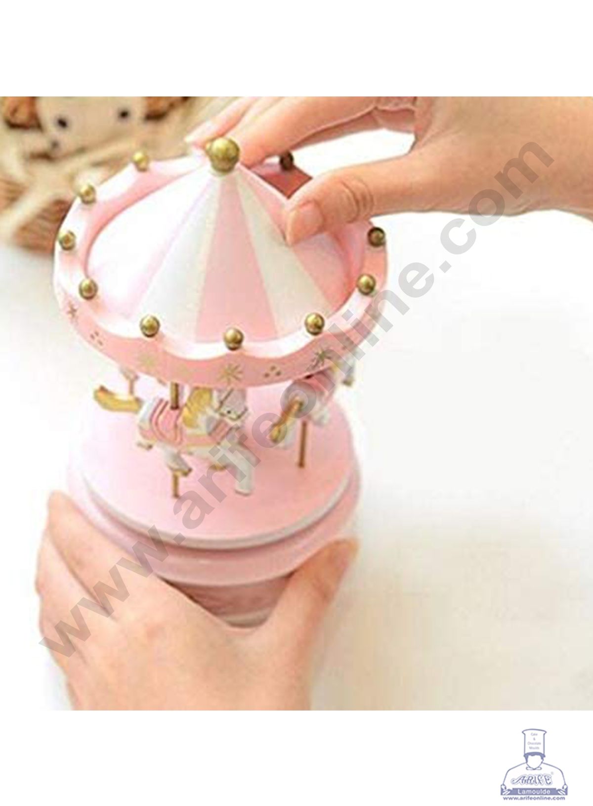 Cake Decor Merry-Go-Round Carousel Music Box - Pink