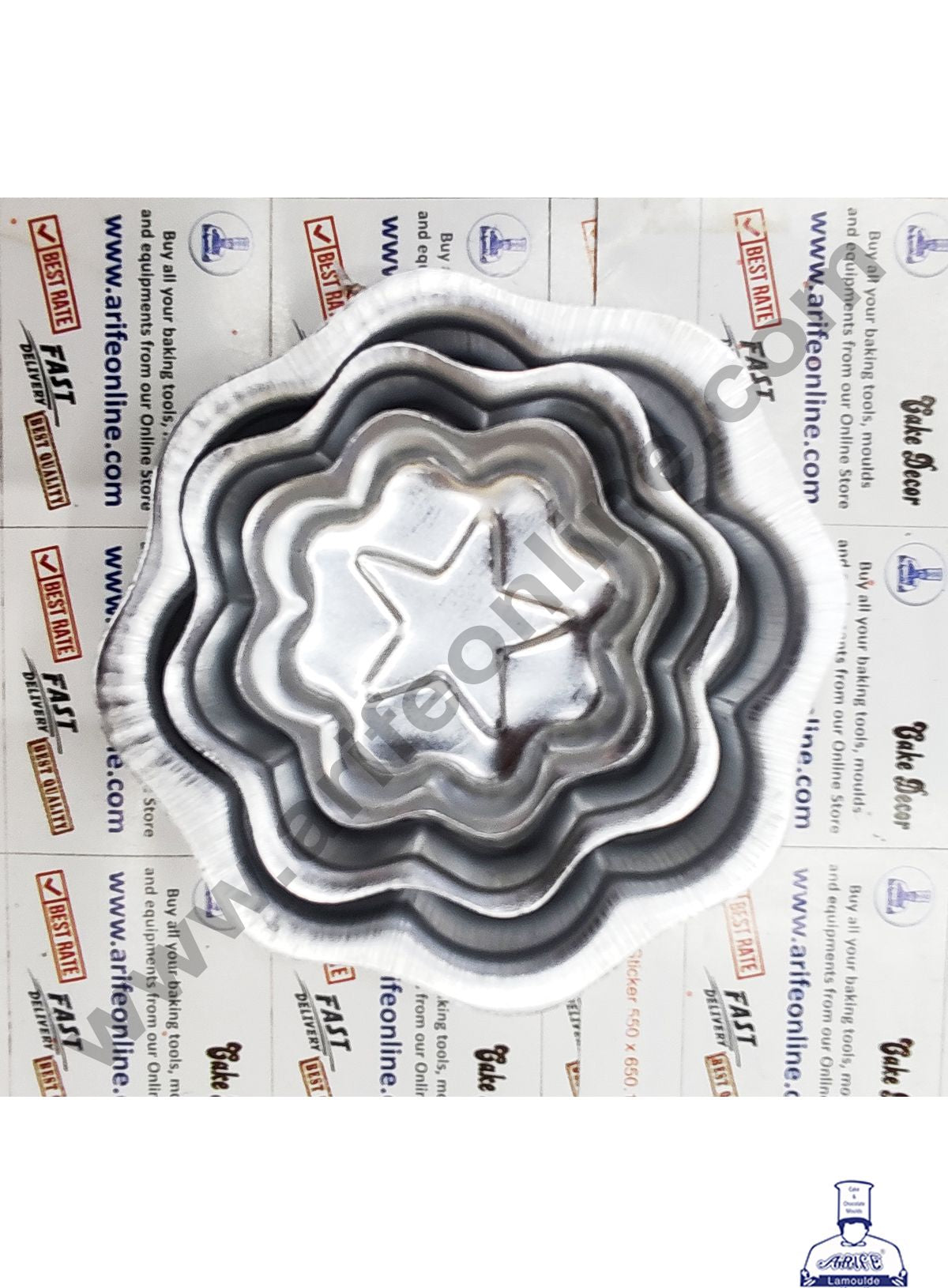 Cake Decor Mini Flower Shape Aluminum 3 in 1 Cake Mould ( Set of 3 )