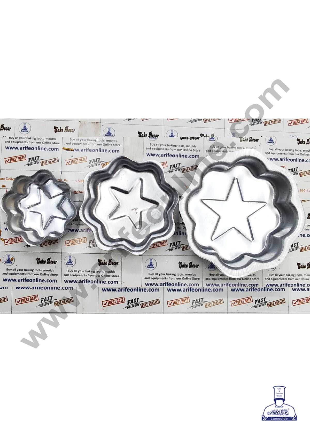 Cake Decor Mini Flower Shape Aluminum 3 in 1 Cake Mould ( Set of 3 )